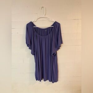 Lane Bryant Purple Flowy Short Sleeve Top Plus Size 26/28 Rayon Stretch